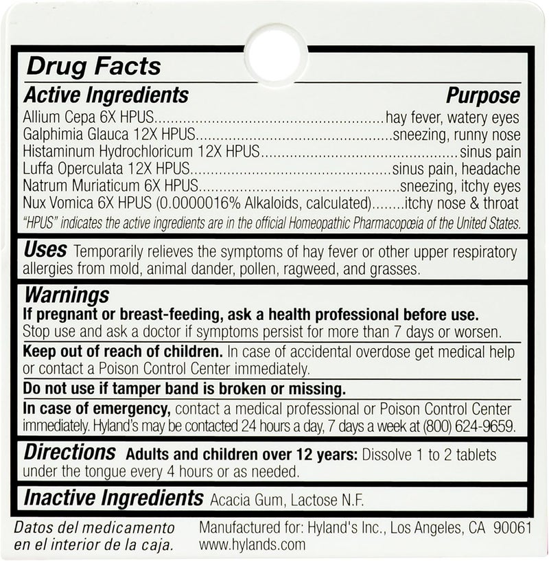 Hyland's Seasonal Allergy Relief - Quick-Dissolving Tablets for Indoor & Outdoor Allergies, 60 Count - Image 2
